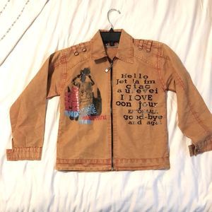 Kids Brown Jacket with Graphic Print